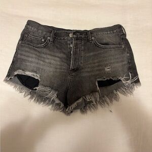 Free People Distressed Gray Jean Shorts